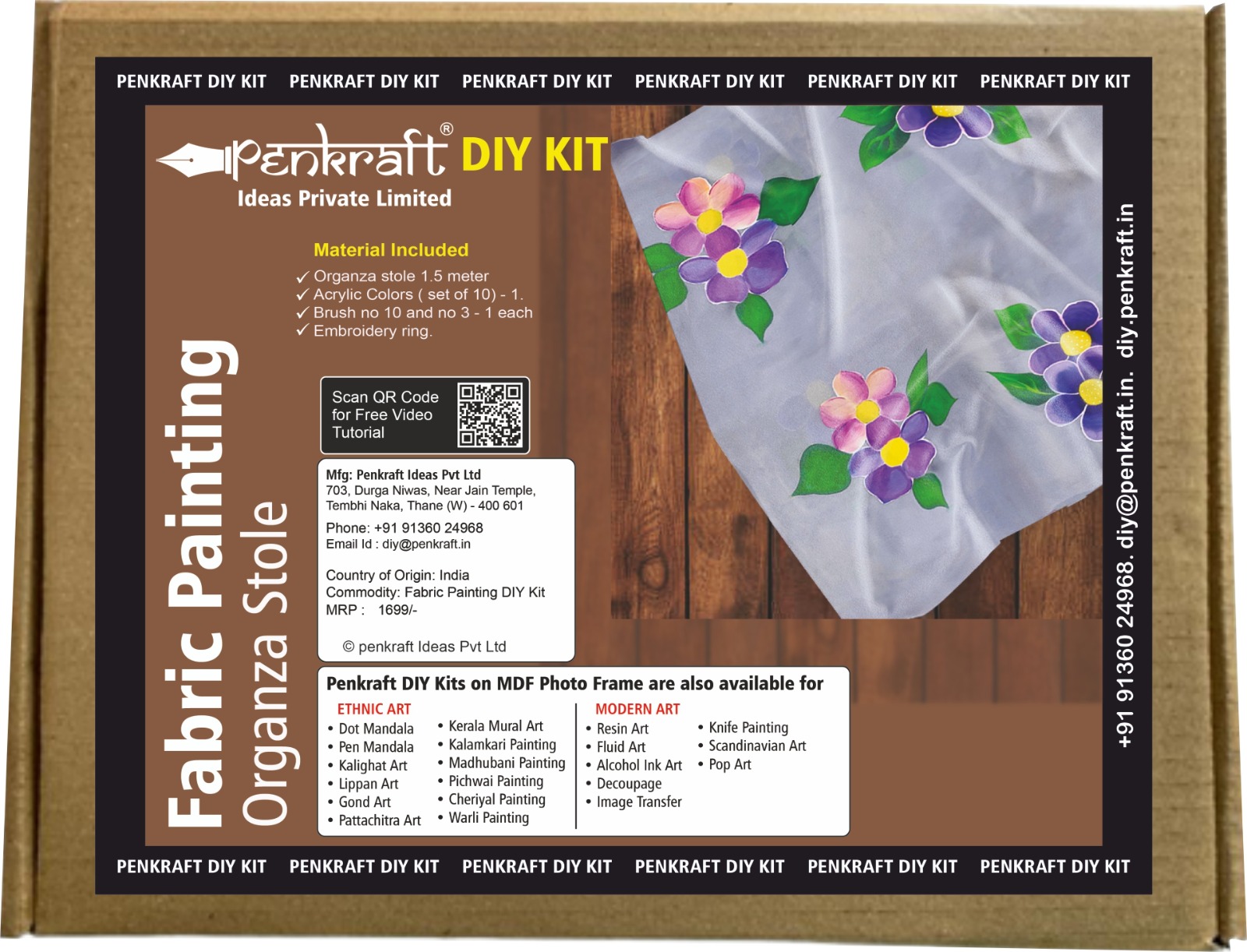 Penkraft Fabric Painting on Organza Stole DIY kit with Free video tutorial